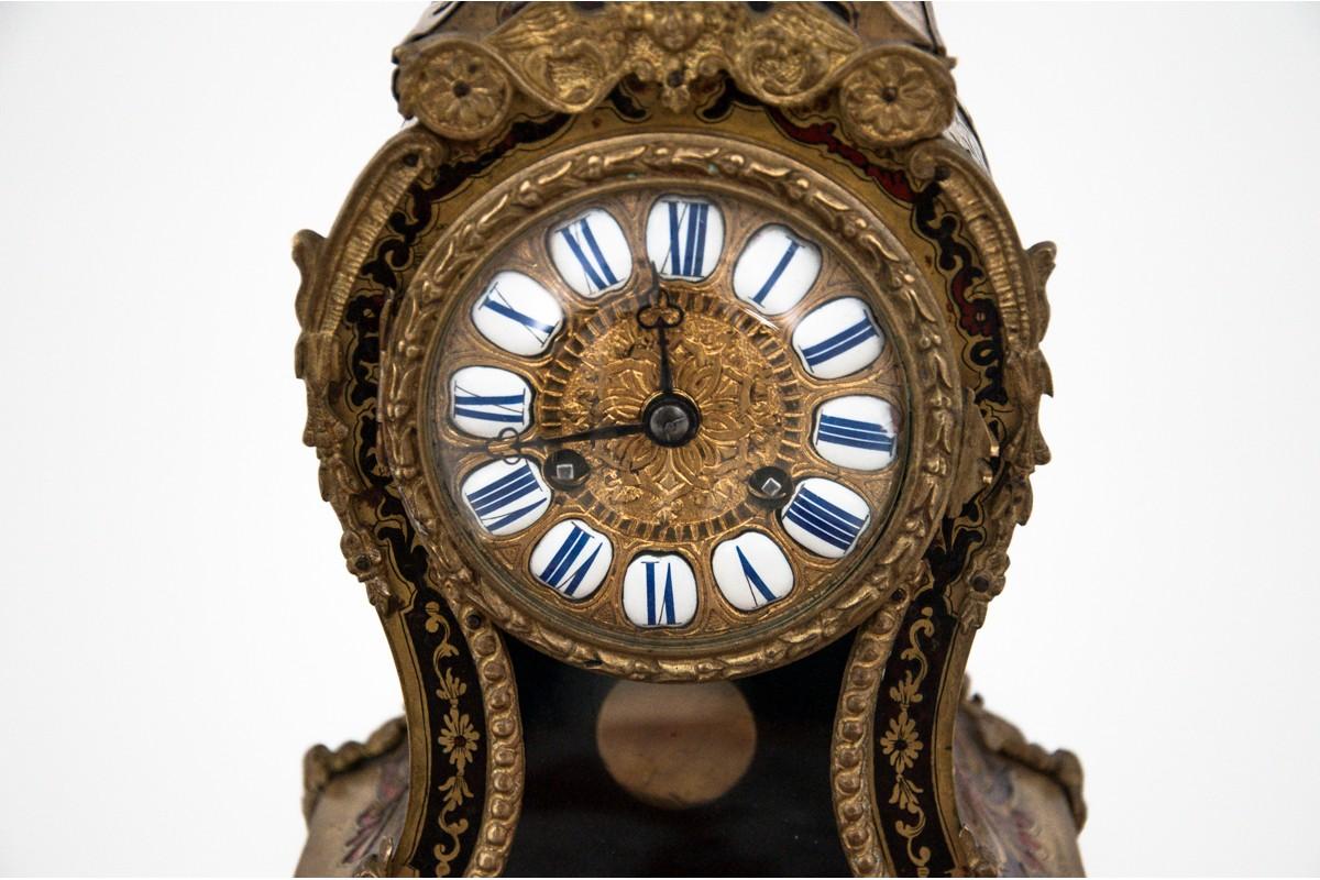 Boulle Napoleon III Mantel Table Clock from 1855 In Good Condition In Chorzów, PL