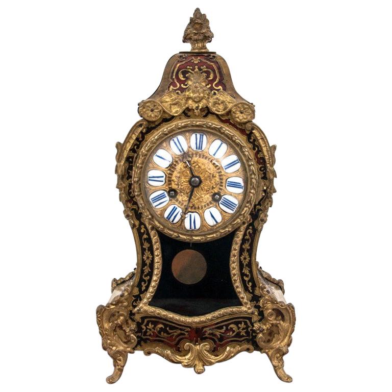 Boulle Napoleon III Mantel Table Clock from 1855