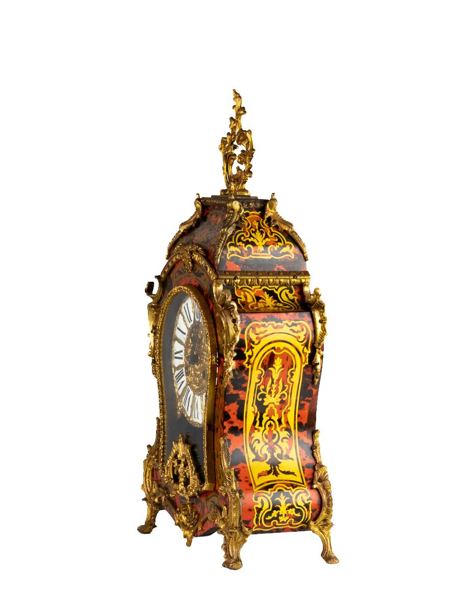 French Boulle Pendulum Mantle Clock Louis XV Style, 20th Century For Sale