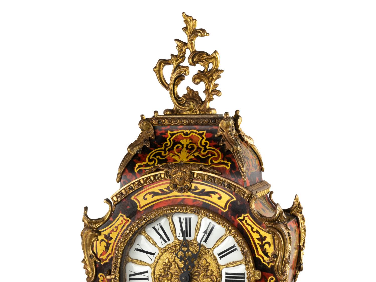 Boulle Pendulum Mantle Clock Louis XV Style, 20th Century For Sale 1
