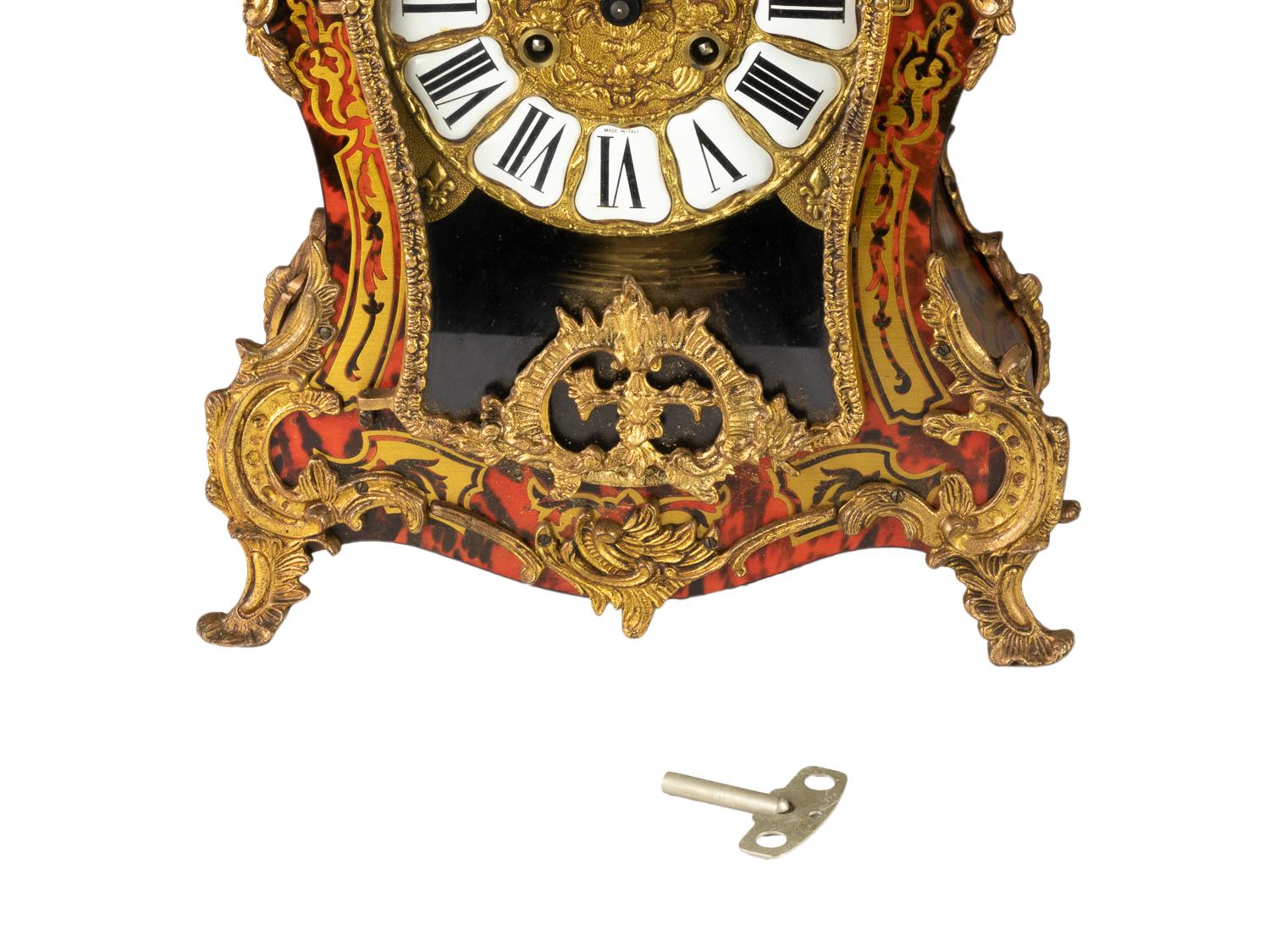 Boulle Pendulum Mantle Clock Louis XV Style, 20th Century For Sale 2