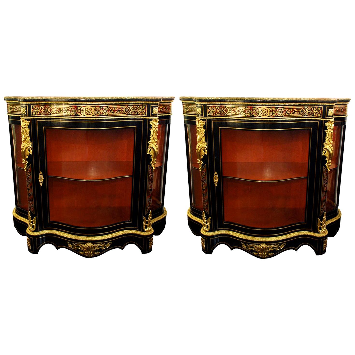 Paire d'armoires de style Boulle vintage, circa 1970 en vente