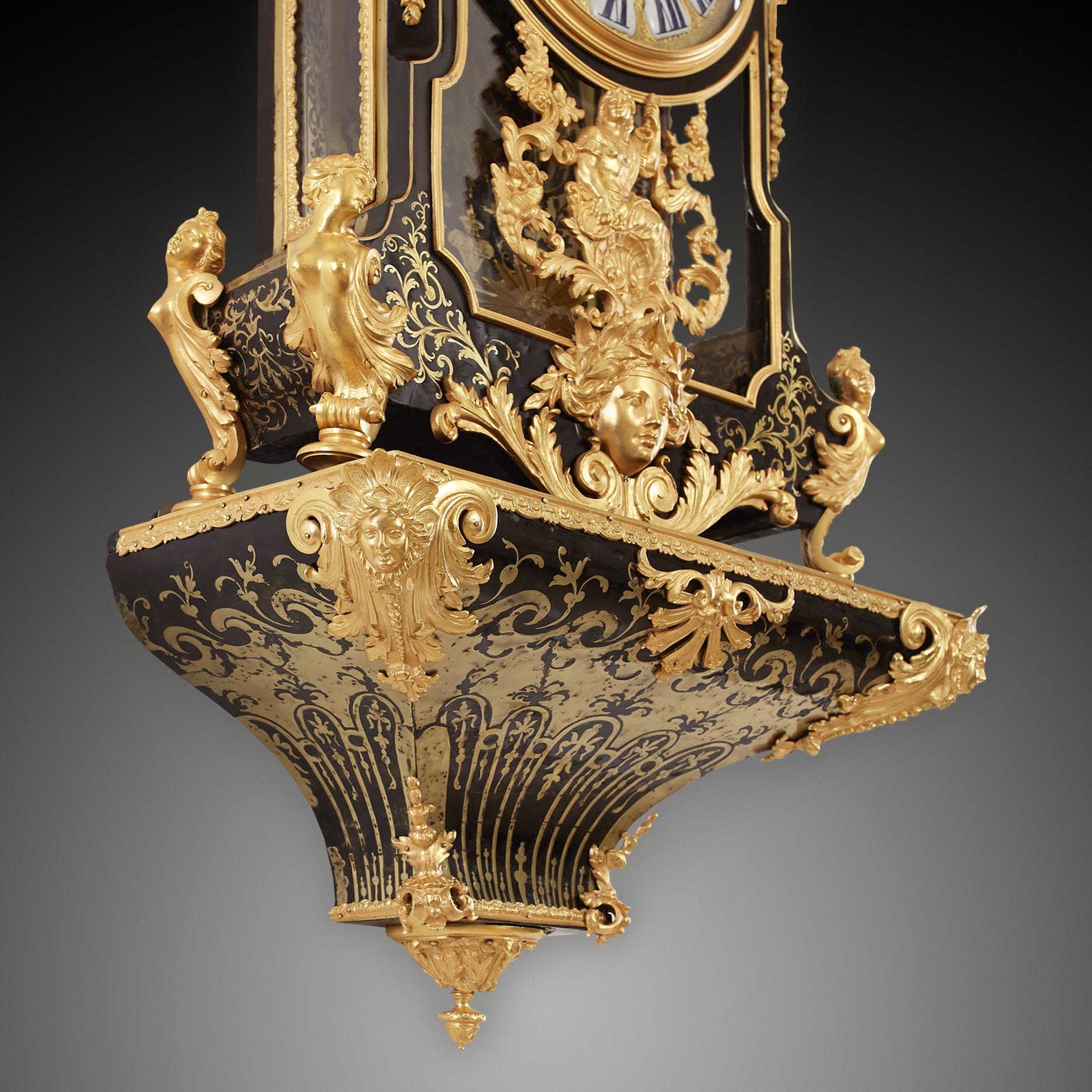 Boulle style clock large French gilt bronze bracket 5