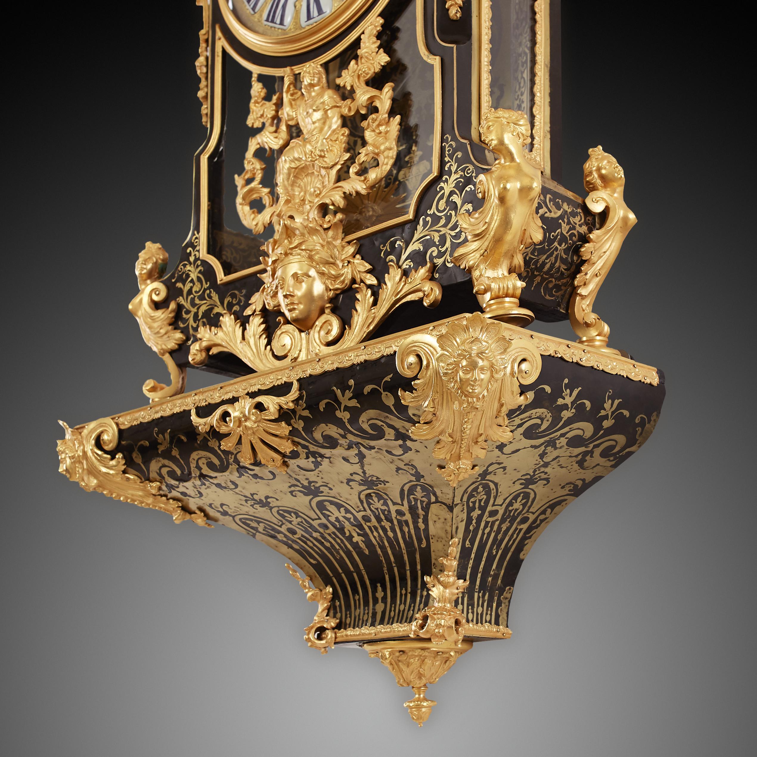 Boulle style clock large French gilt bronze bracket 7