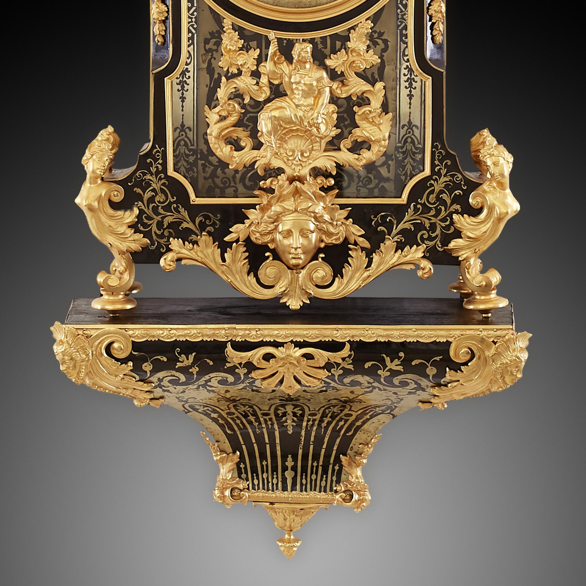 Boulle style clock large French gilt bronze bracket 2