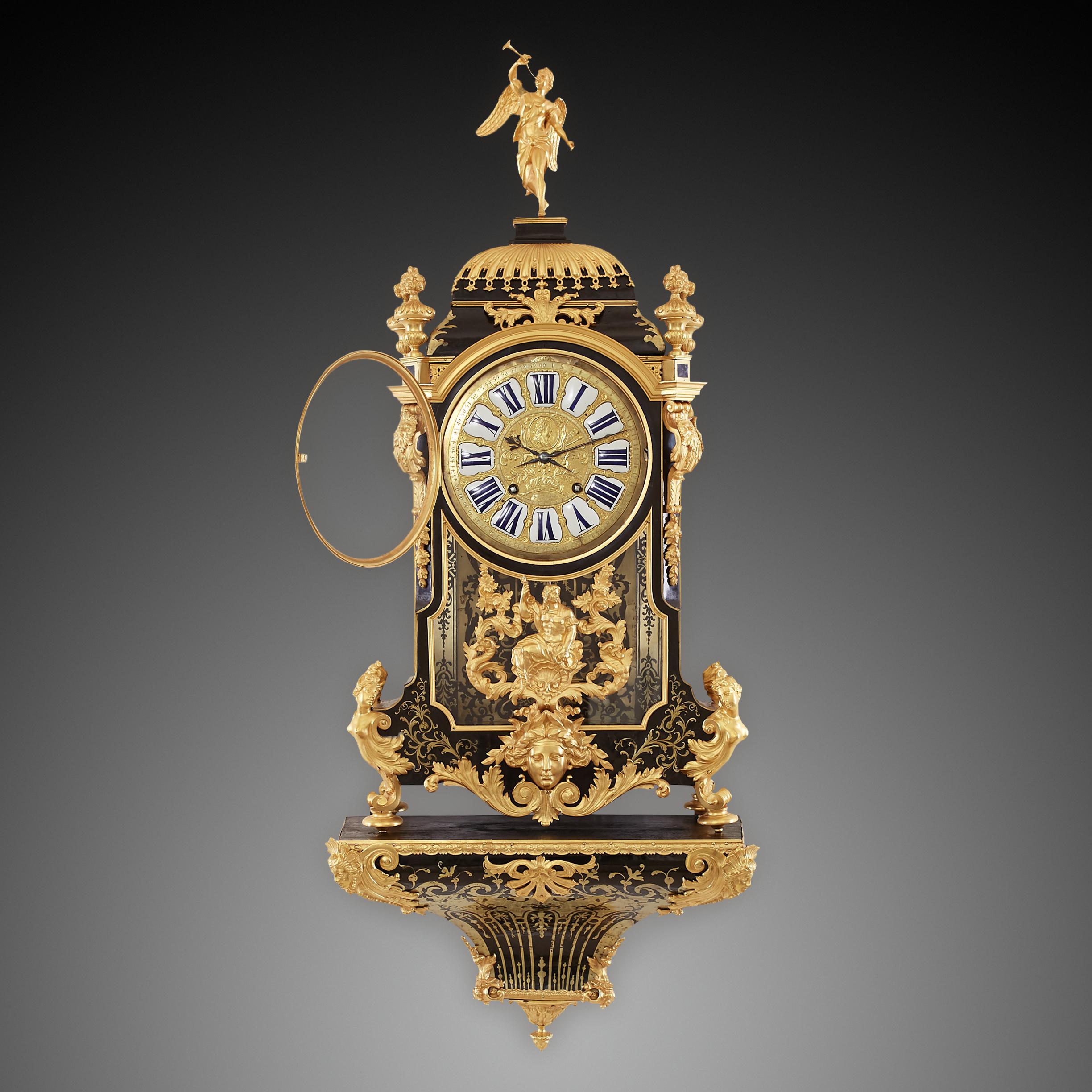 18th Century Boulle style clock large French gilt bronze bracket