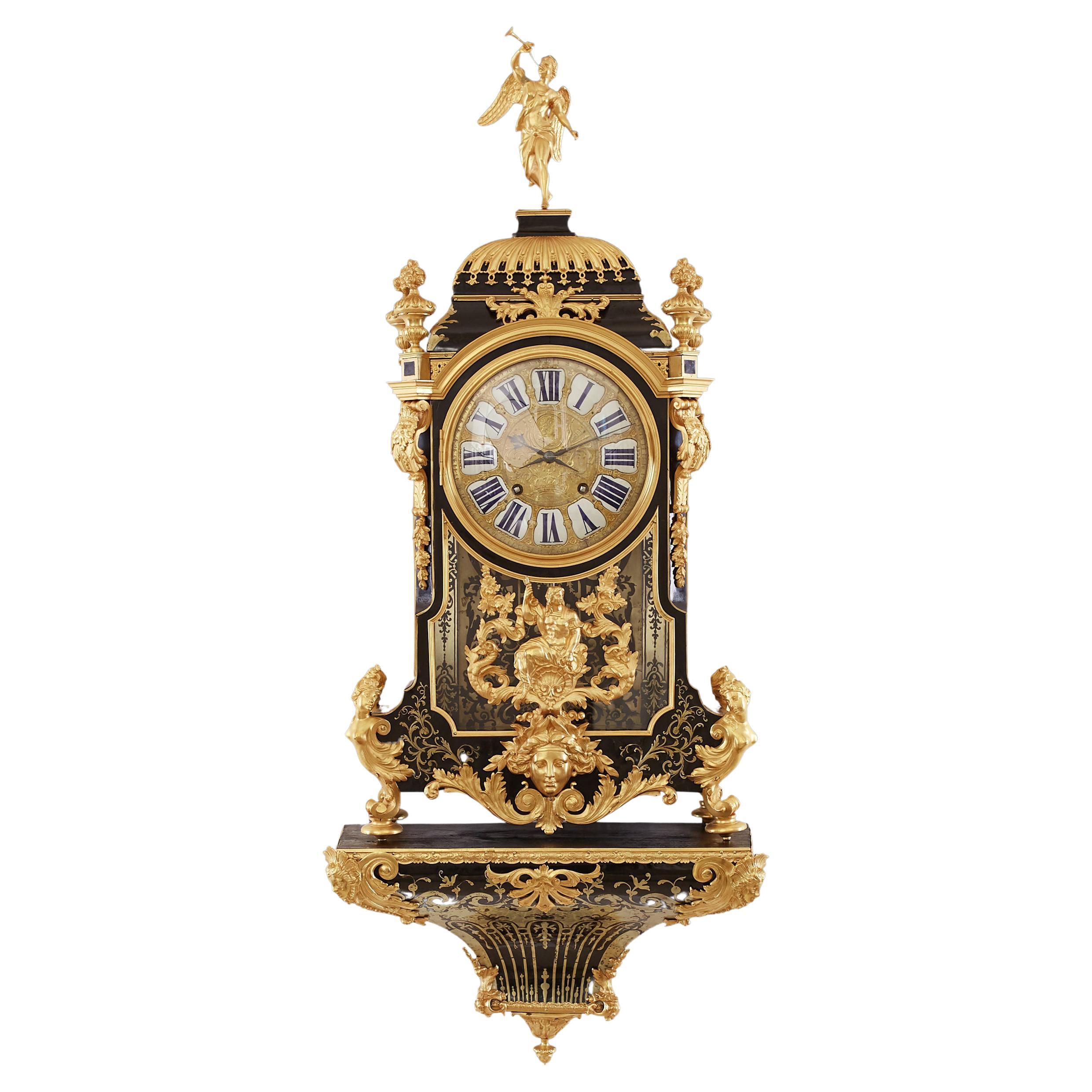 Boulle style clock large French gilt bronze bracket