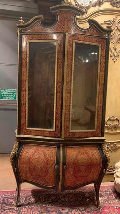 Boulle Style Display Cabinet, Rounded and Inlaid, Early 1900s, Italy