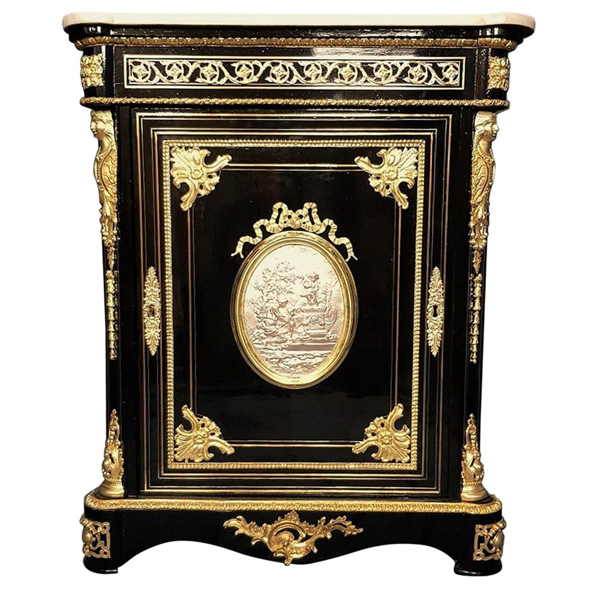 Boulle Style Napoleon III Medaillon Cabinet, France, 1865