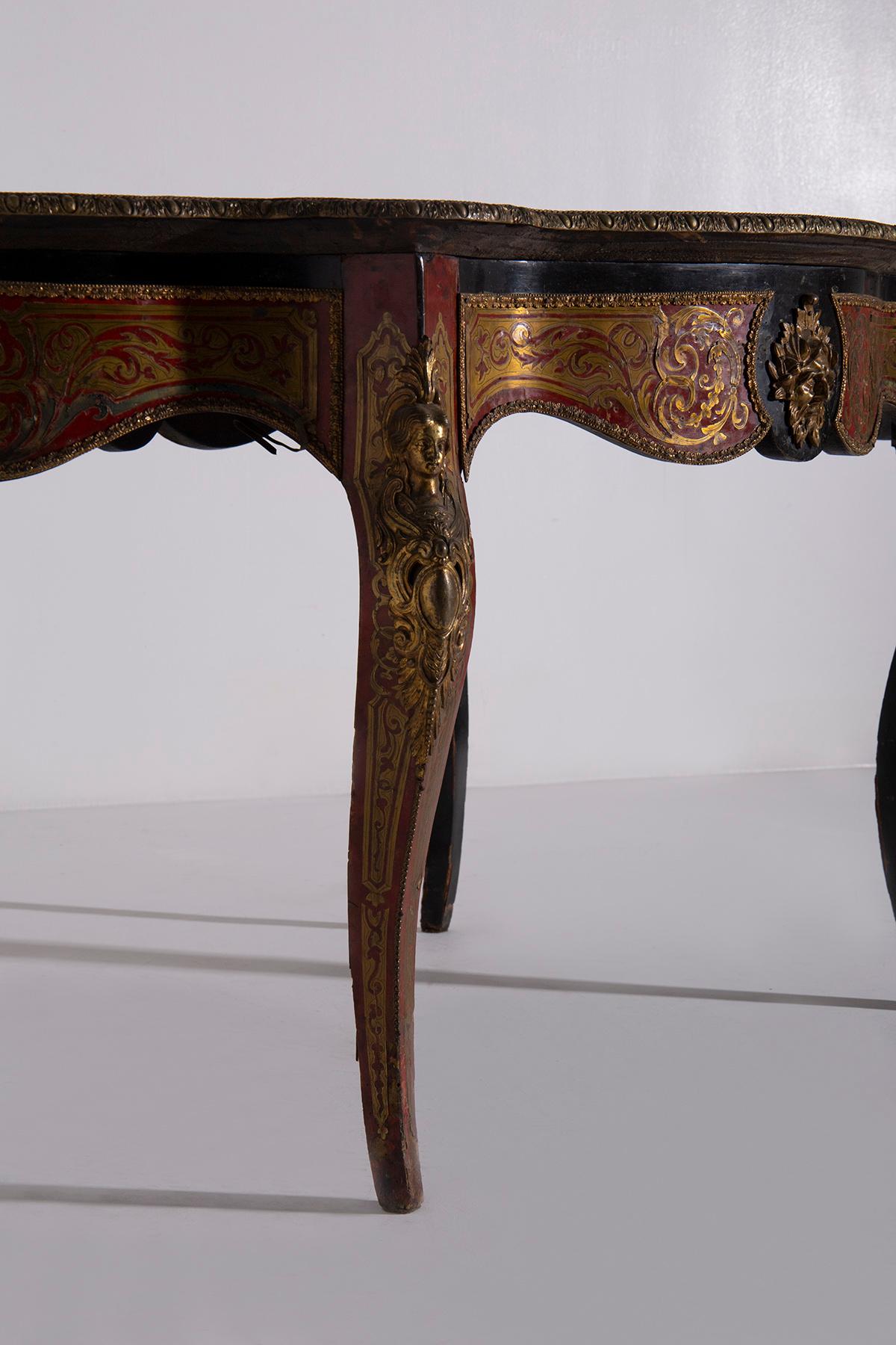 Late 19th Century Boulle-styled panelled desk Napoleon IIV, late 1800s in bronze For Sale