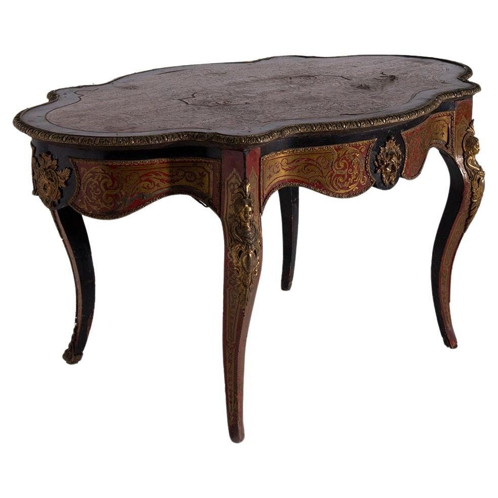 Boulle-styled panelled desk Napoleon IIV, late 1800s in bronze