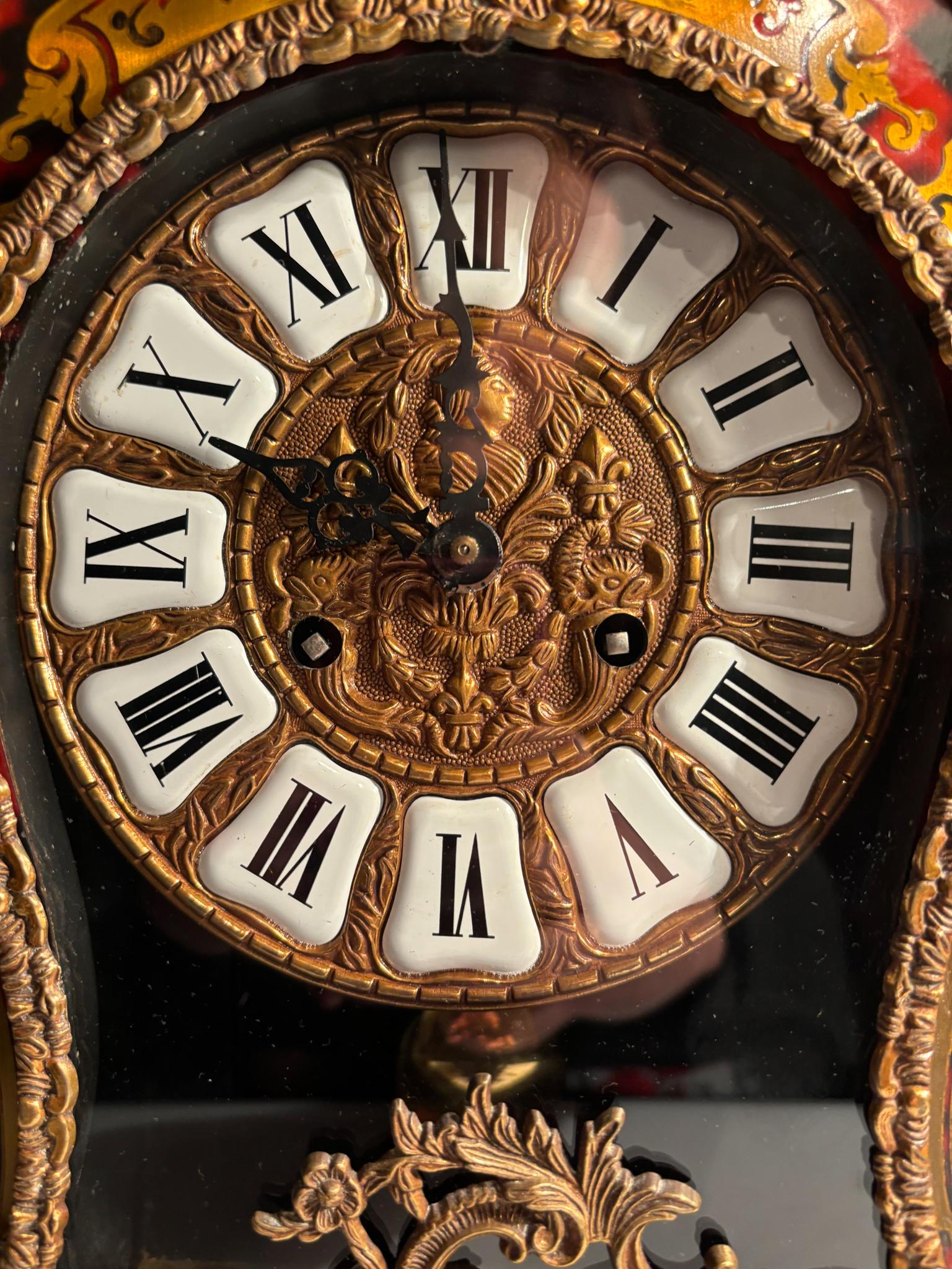 Louis XIV Boulle ta Table Clock in Wood and Brass from the Second Half of the 20th Century For Sale