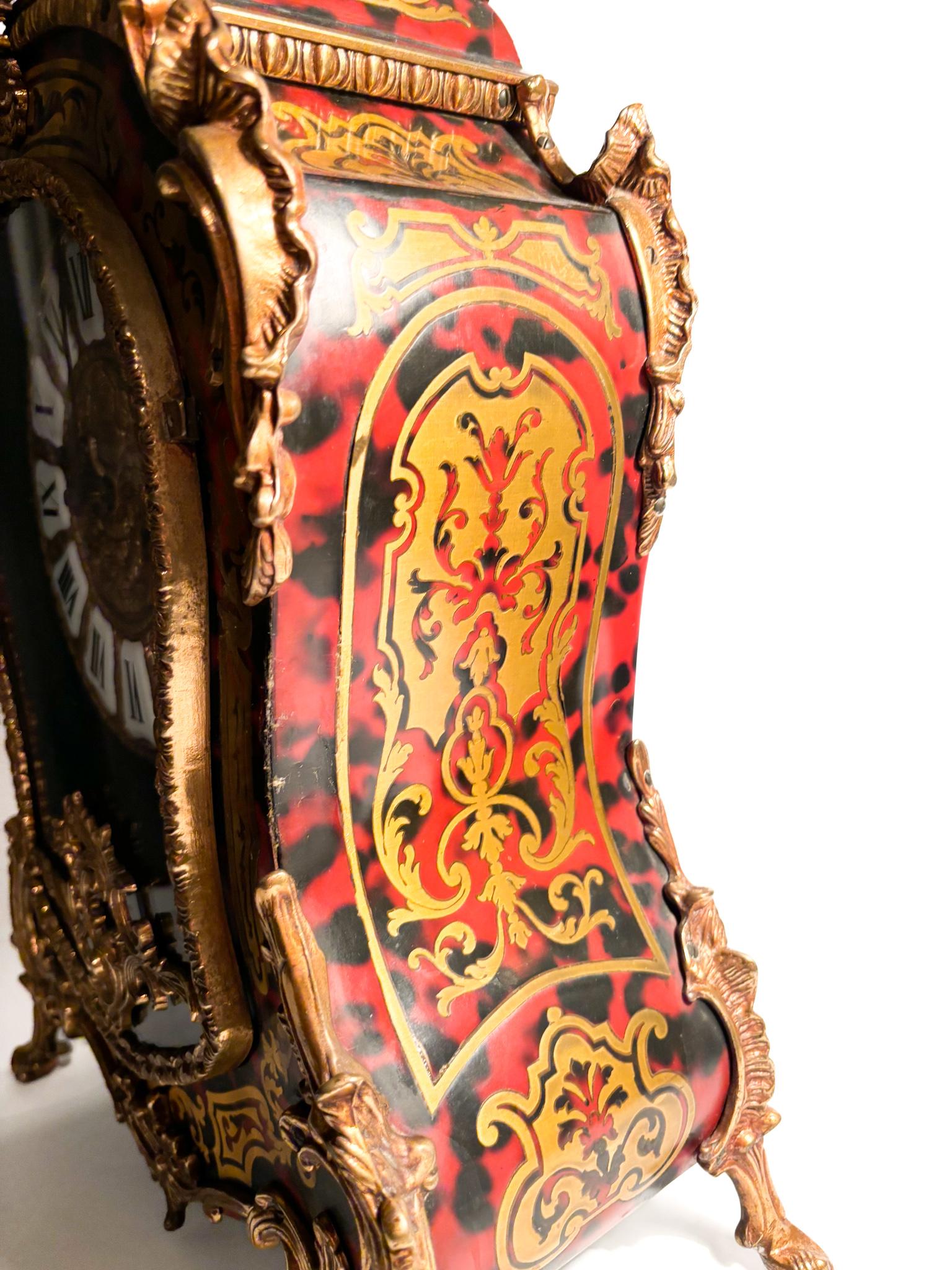 Boulle ta Table Clock in Wood and Brass from the Second Half of the 20th Century For Sale 1