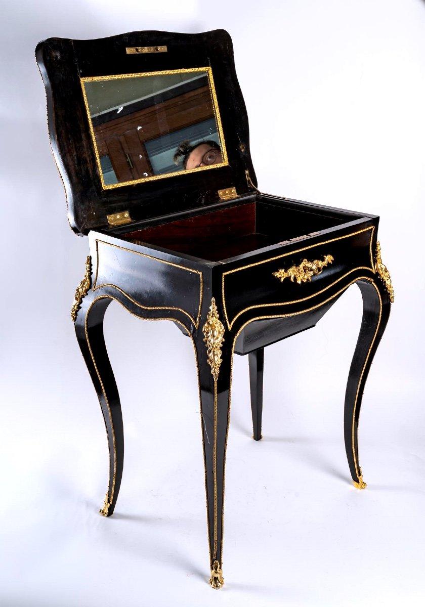 Gilt Boulle Work Table, Stamped: L.Gradé & Pelcot, Period: 19th Century For Sale