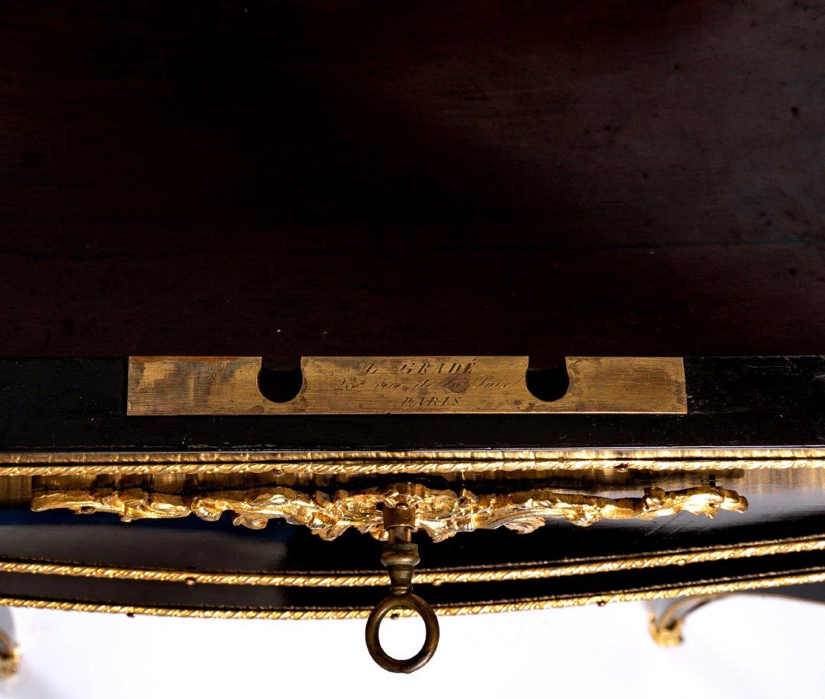 Boulle Work Table - Stamped: L.gradé & Pelcot - Period: XIXth In Good Condition For Sale In CRÉTEIL, FR