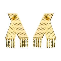 Boulo Colorful Statement Contemporary Dangle Earring with Navy & Emerald Stones