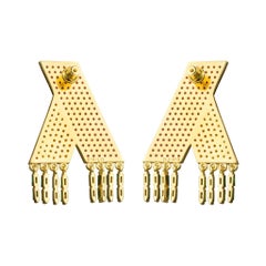 Boulo Colorful Statement Contemporary Dangle Earring with Ruby & Orange Stones