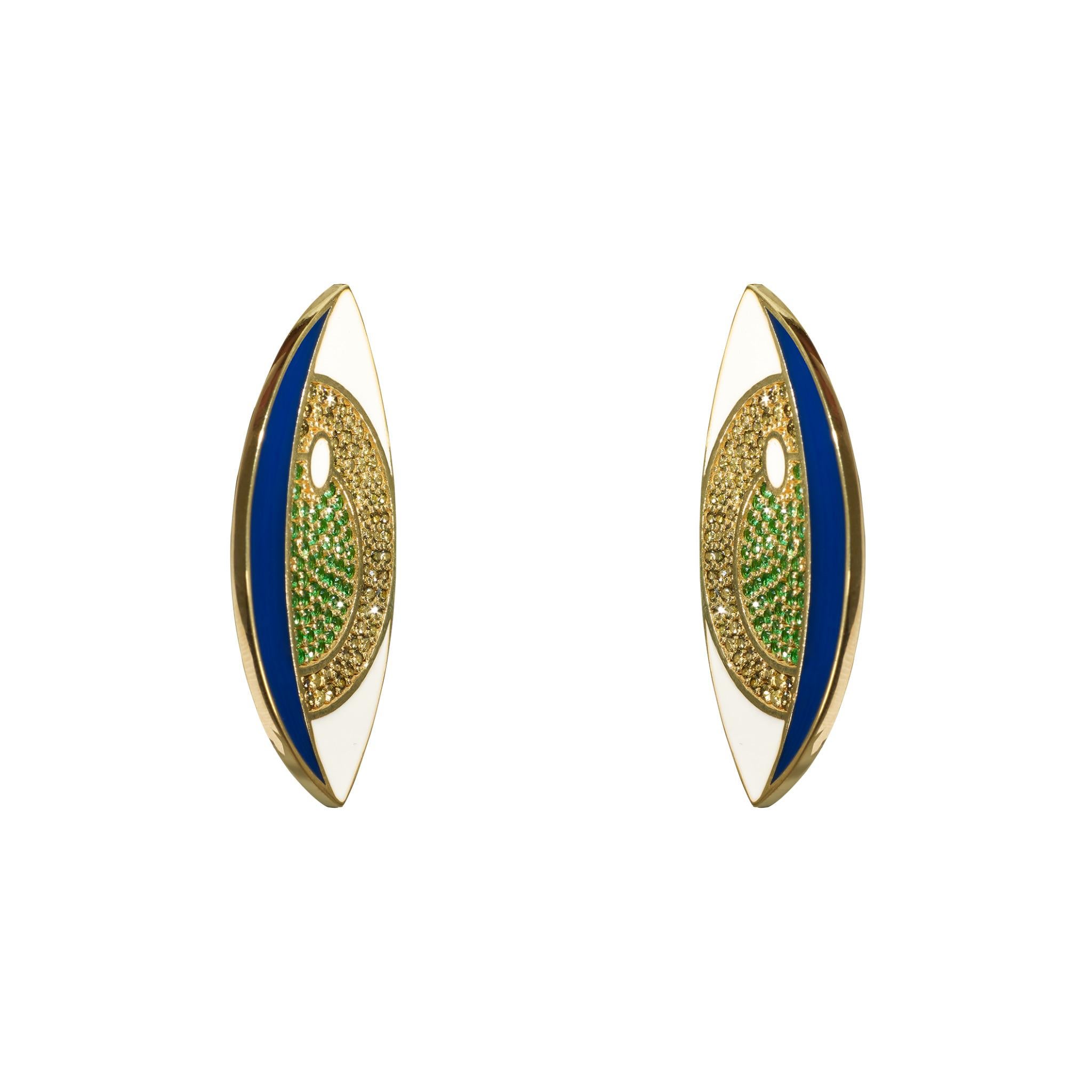 The Dear Eye earring is designed to pay tribute to the designer's childhood and Turkish culture, with a unique twist. The longstanding belief of the watchful gaze is that it keeps you safe from negative energy, harm, and jealousy. BOULO hopes that