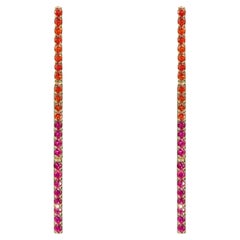 Long Colourful Statement Earrings with Ruby and Orange Stones