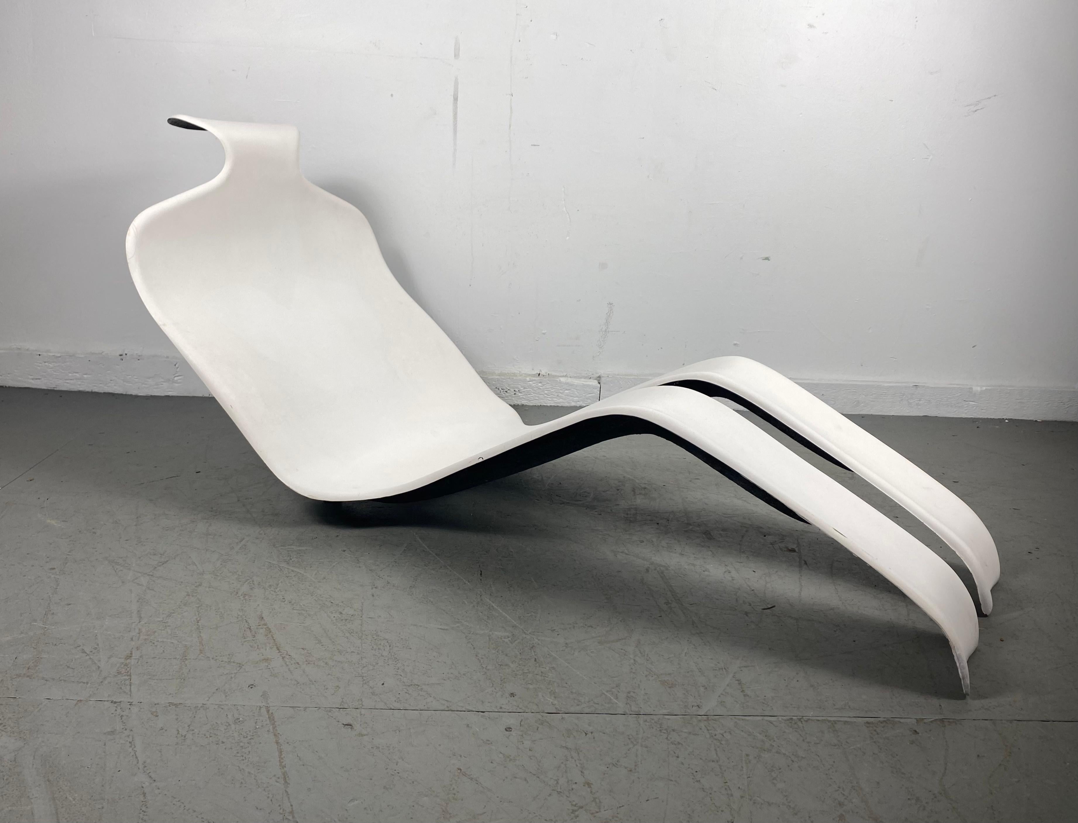Indoor or outdoor lounge chair designed by Olivier Mourgue for Airborne. Early example,, A functional lounge chair or simply a piece of art/ sculpture suitable for any interior,,, Hand delivery avail to New York City or anywhere en route from