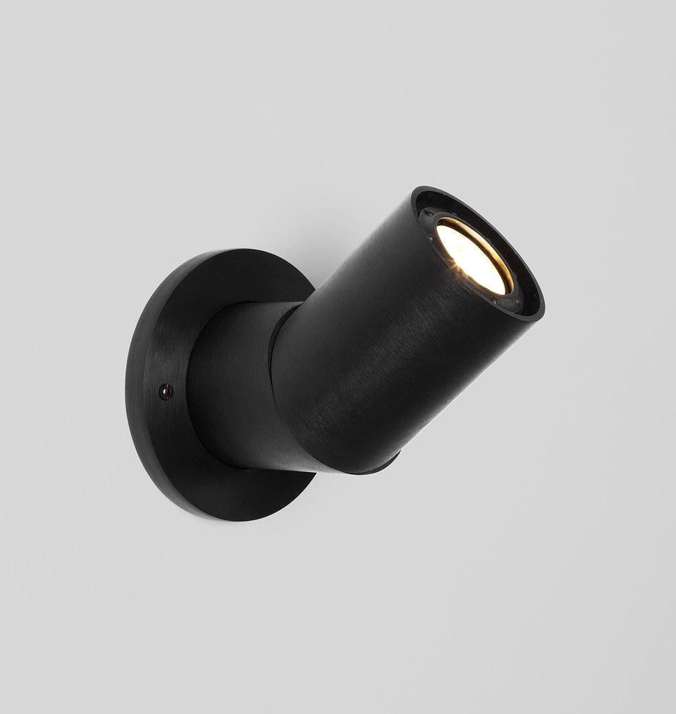 Modern Bounce Sconce in Black with Large Black Shade by Karl Zahn for Roll & Hill