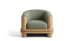 Bound Sculptural Armchair in Textured Bouclé and Natural Oak by Sidani Design
