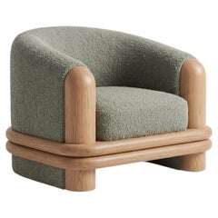 Bound Sculptural Armchair in Textured Bouclé and Natural Oak by Sidani Design