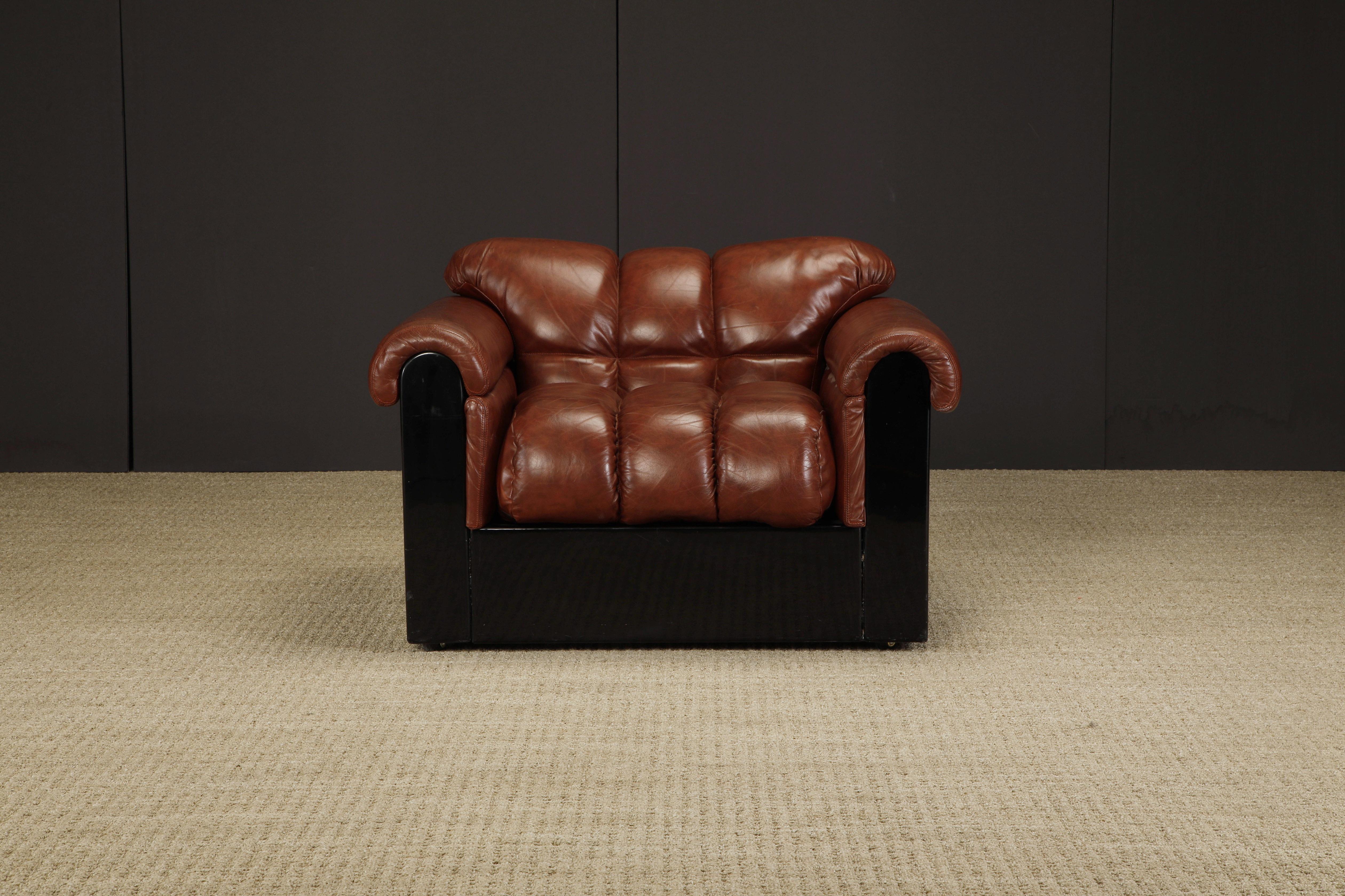 Post-Modern 'Bounty' Leather Club Chair by L. Davanzati for The Pace Collection, 1980s For Sale