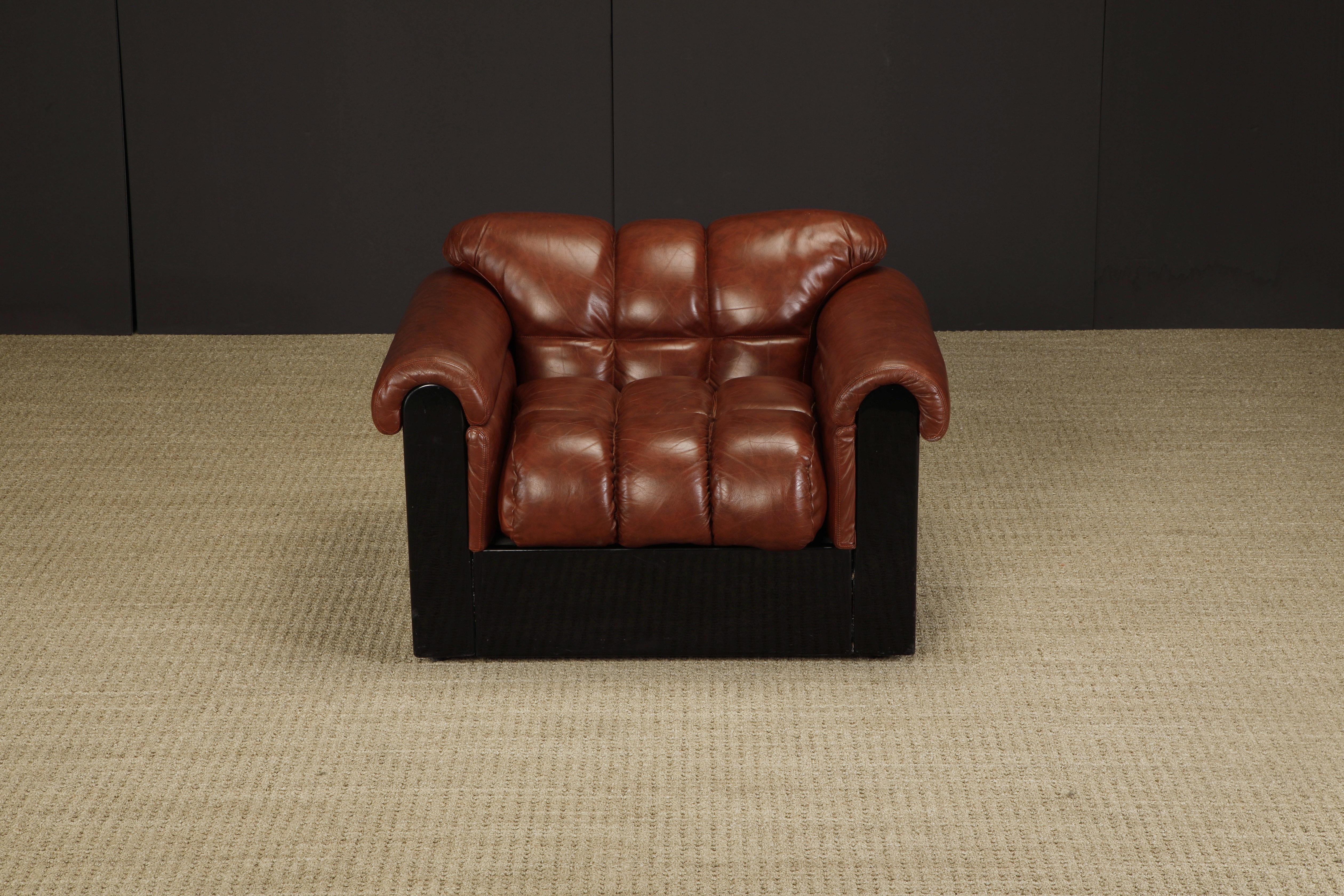 Italian 'Bounty' Leather Club Chair by L. Davanzati for The Pace Collection, 1980s For Sale