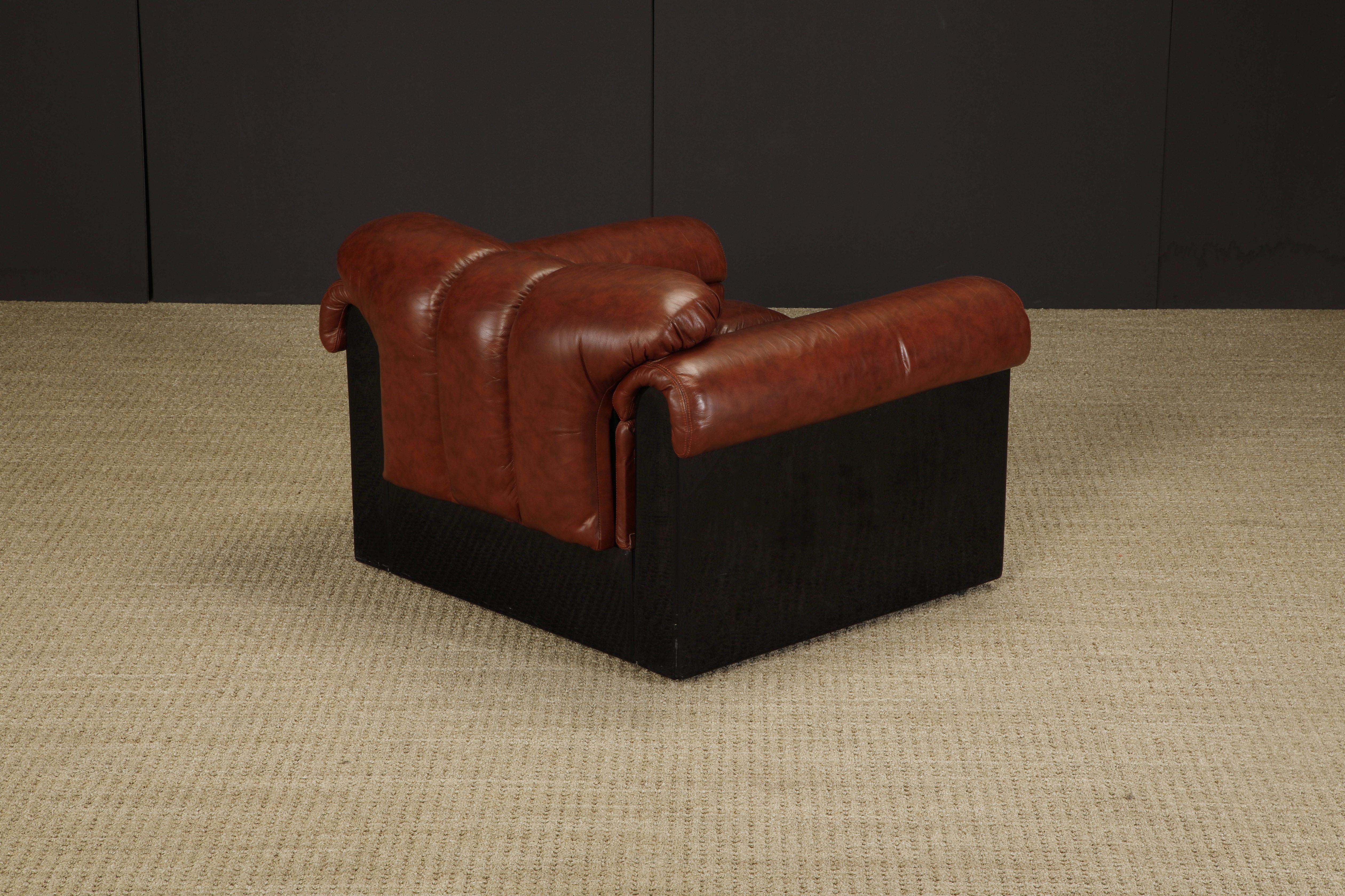 Lacquer 'Bounty' Leather Club Chair by L. Davanzati for The Pace Collection, 1980s For Sale