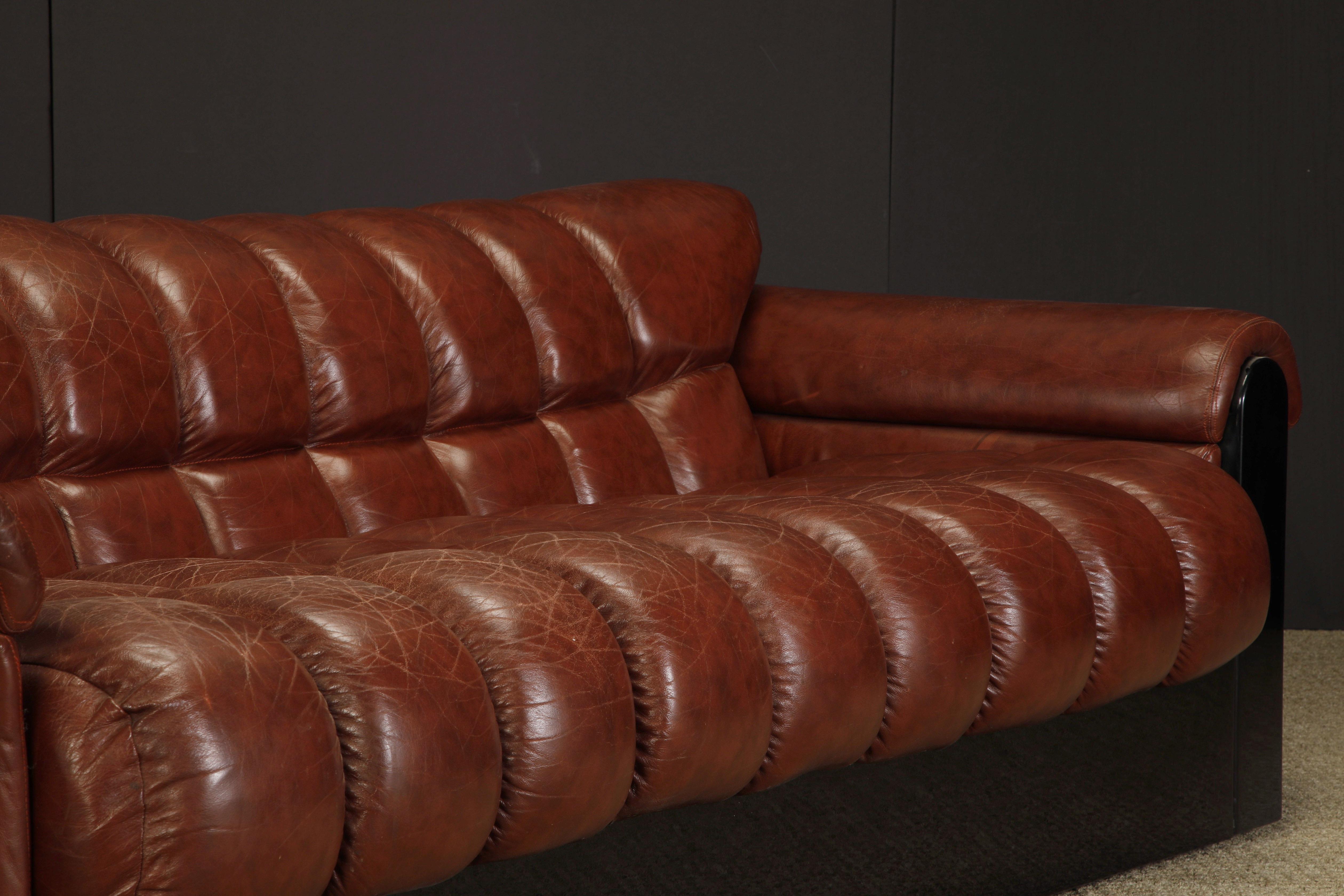 'Bounty' Leather Three-Seat Sofa by L. Davanzati for The Pace Collection, 1980s 5