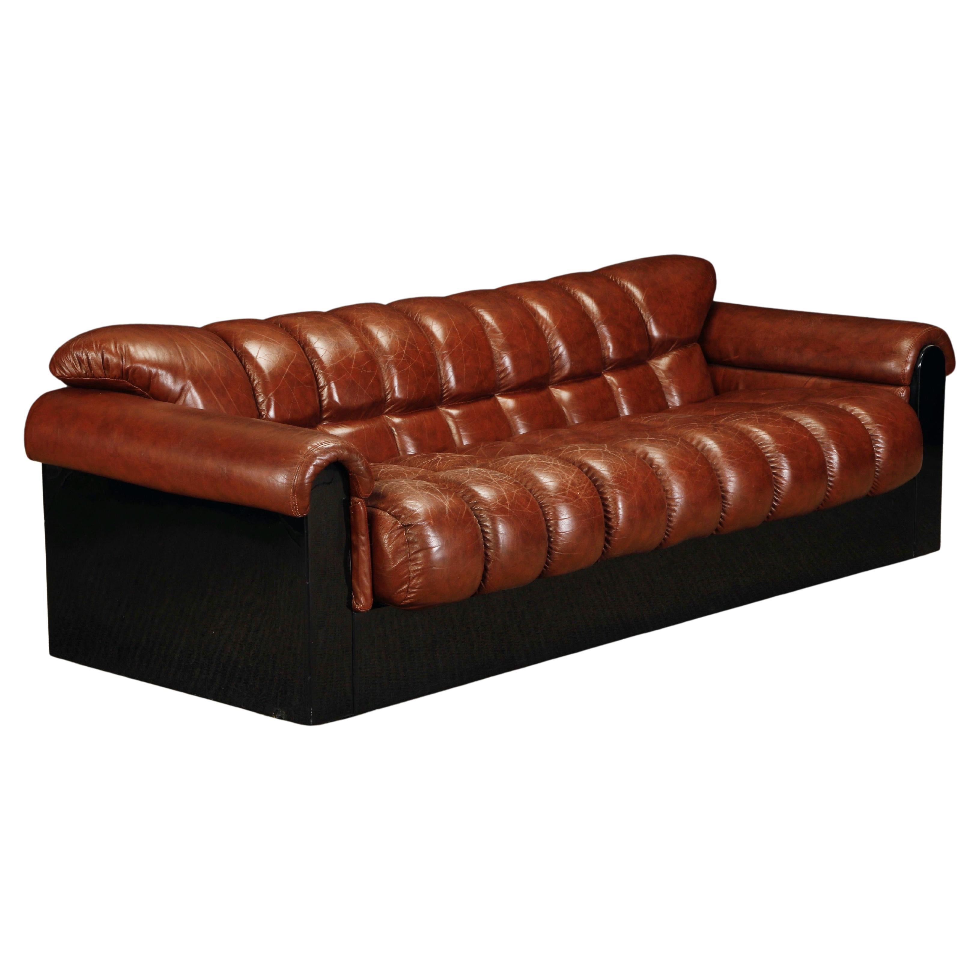 'Bounty' Leather Three-Seat Sofa by L. Davanzati for The Pace Collection, 1980s 