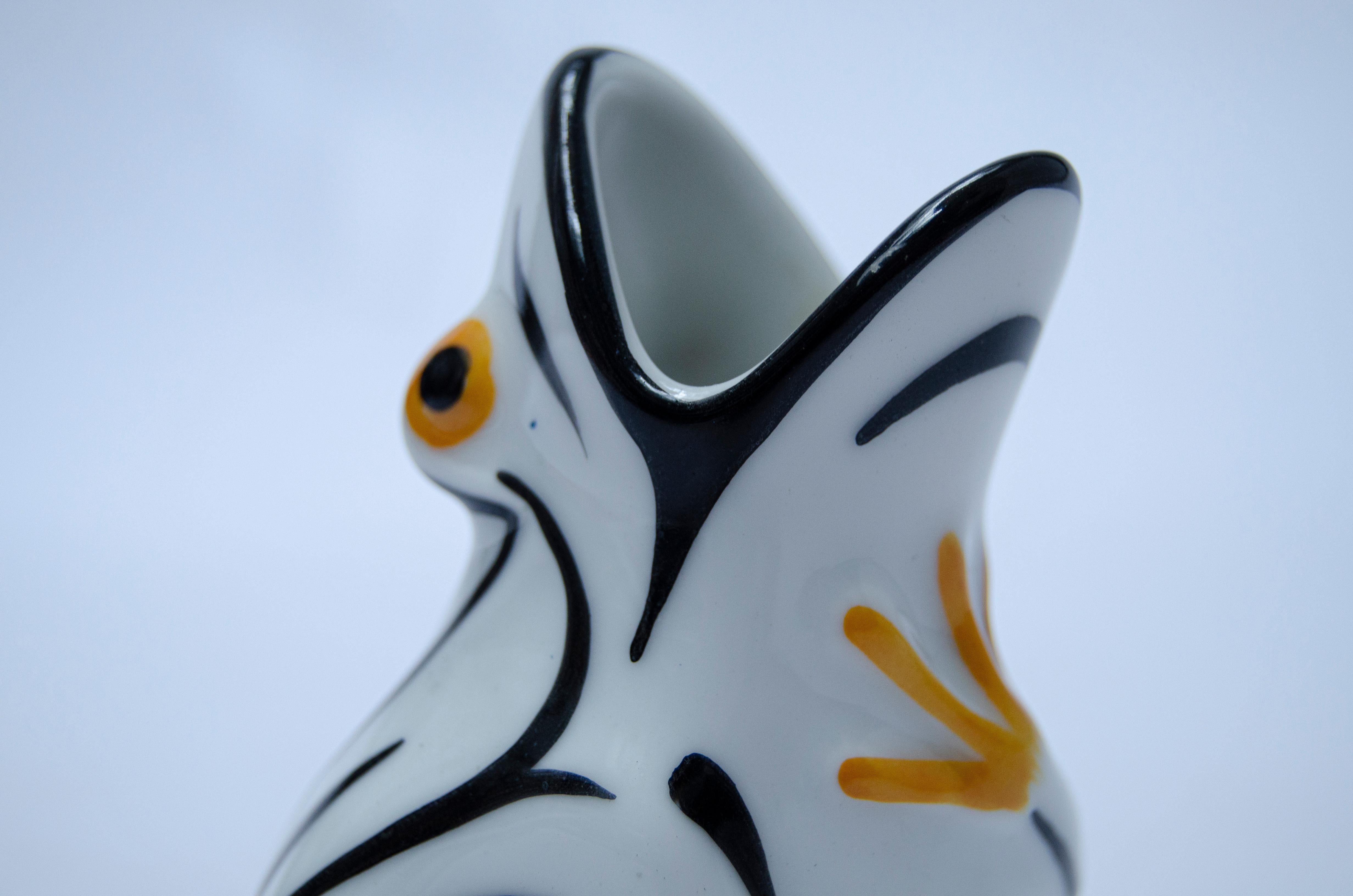 Enameled Bouque Holder Ceramic Frog by Edouard Marcel Sandoz For Sale