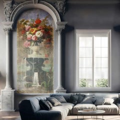 Bouquet 19th Panoramic Decorative Panel in Vintage-Style