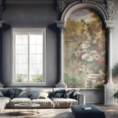 Bouquet 19th Panoramic Decorative Panel in Vintage-Style