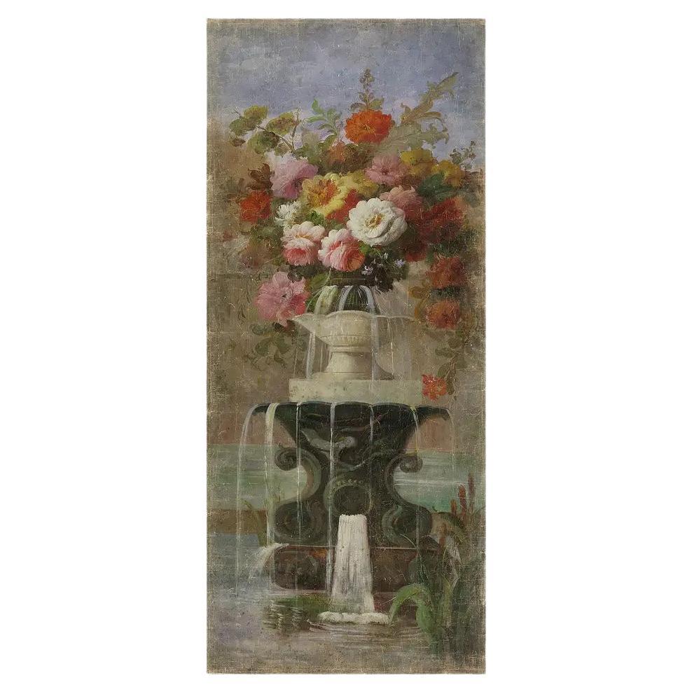 Bouquet 19th Panoramic Decorative Panel in Vintage-Style