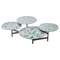 Bouquet Coffee Table Top with Lava Stone Blue Tops for Outdoor Use