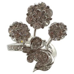 Anello Bouquet Diamond Anello cocktail in oro bianco 18KT Anello floreale