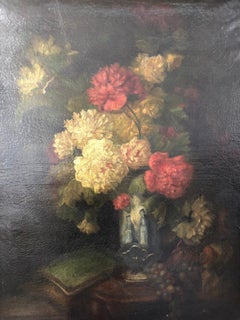 Bouquet of Carnations and Fruit Still Life, 19th Century