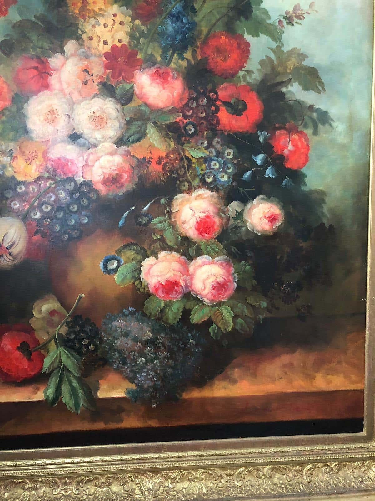 Bouquet of Carnations and Fruit Still Life, 20th Century For Sale 1