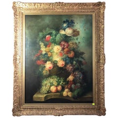 Bouquet of Carnations and Fruit Still Life, 20th Century