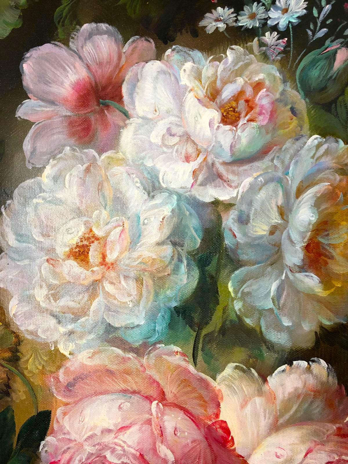 Bouquet of Carnations Still Life, Signed by S.Pecora, 20th Century For Sale 4