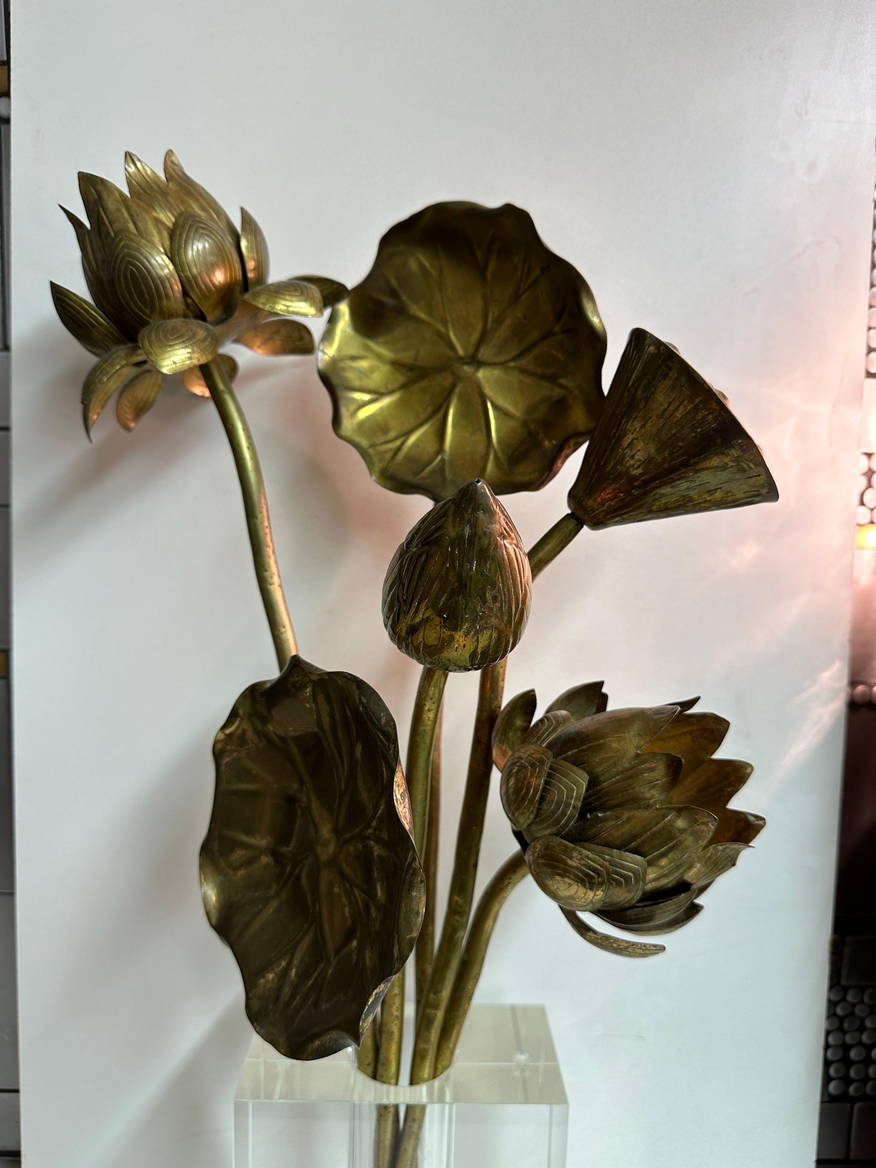 Blumenstrauß von Feldman Brass Lotus Blumen (Hollywood Regency) im Angebot