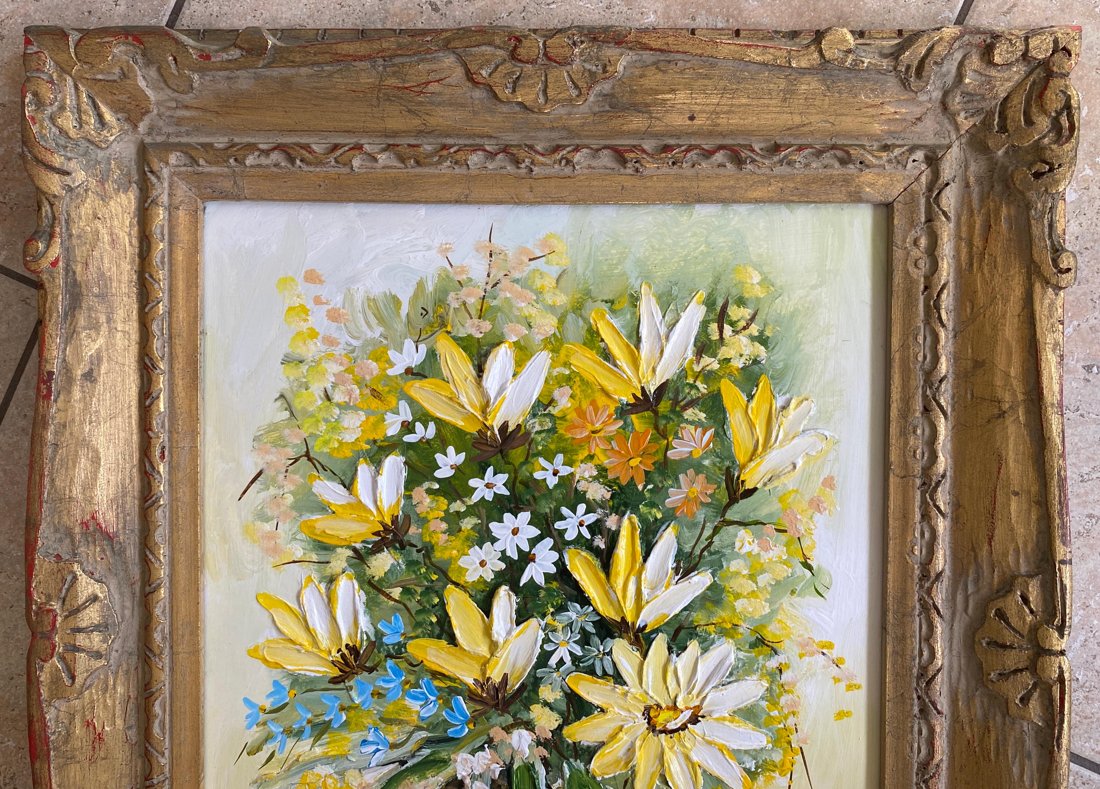 American Bouquet of Flowers Painting Signed Gloria For Sale