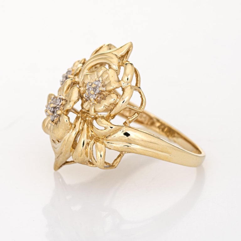 Bouquet of Flowers Ring Vintage 10k Yellow Gold Estate Fine Jewelry at ...