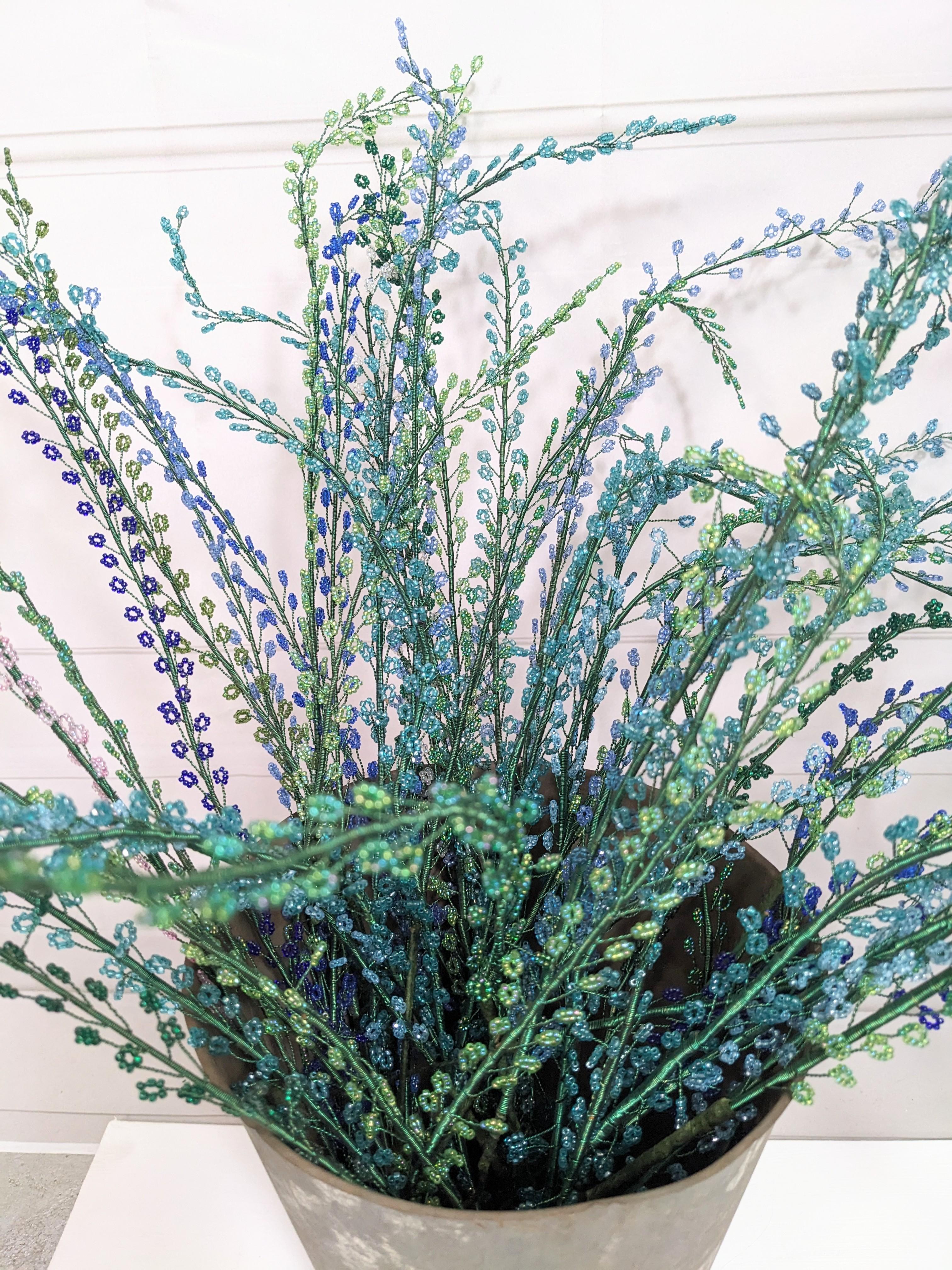 Mid-20th Century Bouquet of French Hand Beaded Ferns For Sale