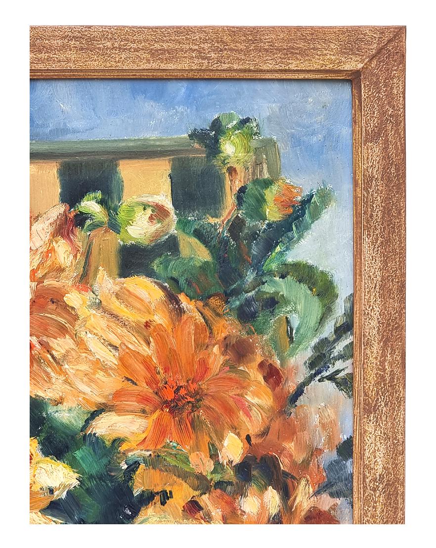 Blumenstrauß aus Pfingstrosen mit Pfeife von René Sierrel, Öl auf Karton, um 1943 im Zustand „Gut“ im Angebot in Paris, FR