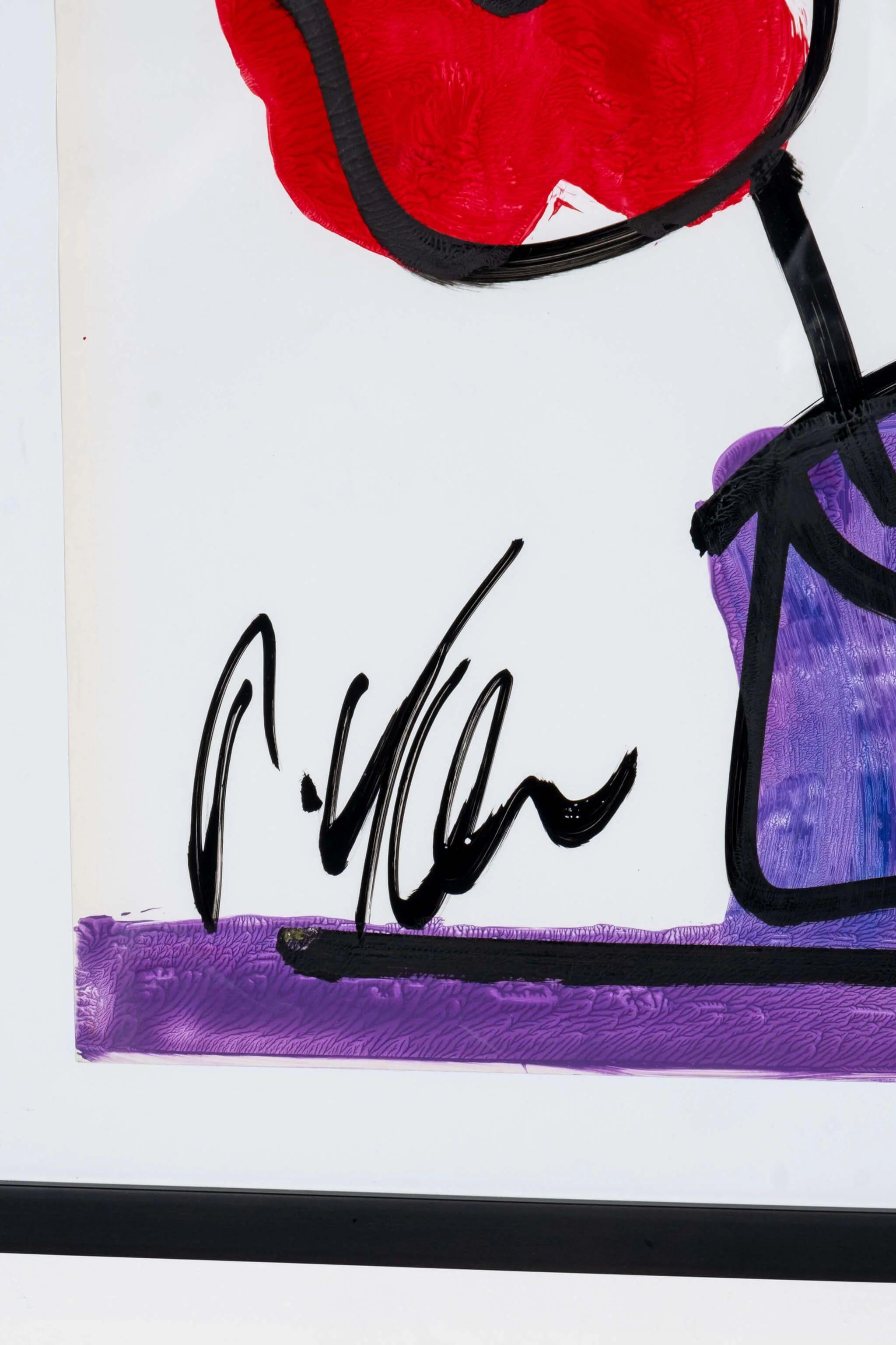 S'éloignant des portraits de l'artiste Peter Robert Keil, le bouquet de fleurs enjoué appelle à la joie. Acrylique sur papier et nouvellement encadrée dans un simple cadre de galerie noir.