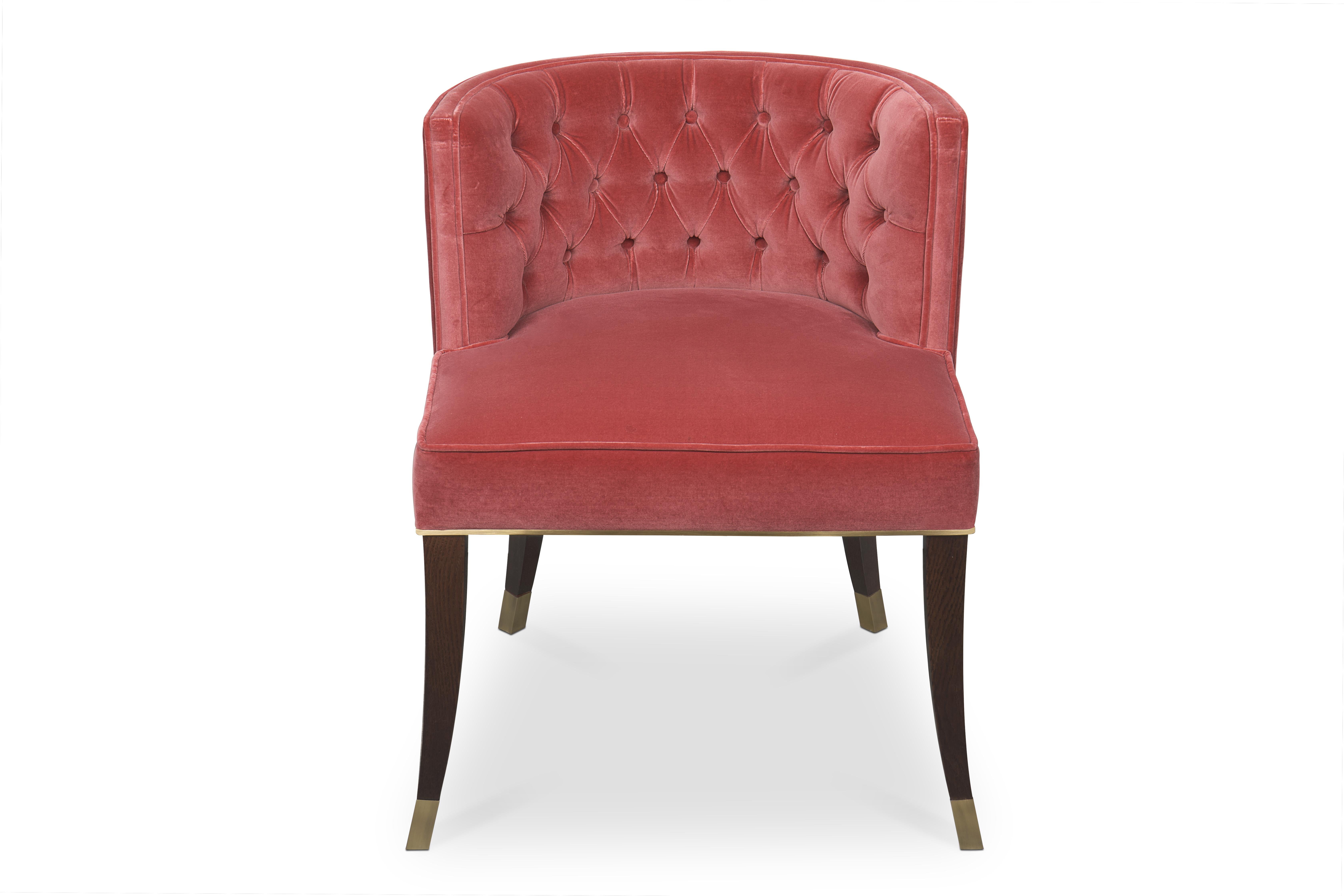 Chaise de salle à manger moderne contemporaine Bourbon en velours de coton et bois par Brabbu en vente 3
