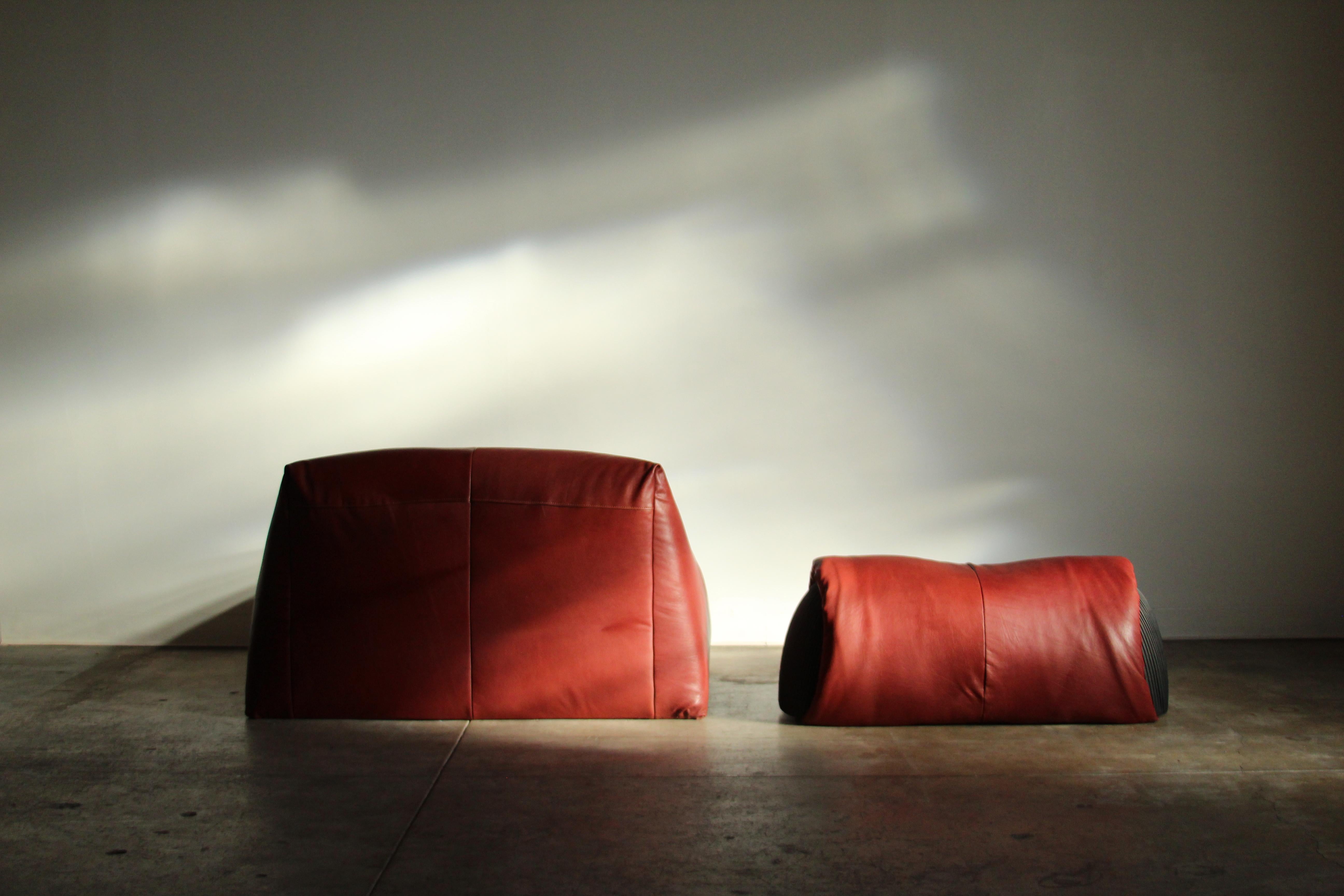 Bourbon Leather 'Amak' Lounge Chair and Ottoman by Annie Hieronimus for Cinna 5